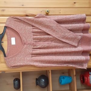 Lucky Brand long sleeve top. Waffel knit, henely, floral, cozy, long line Size L